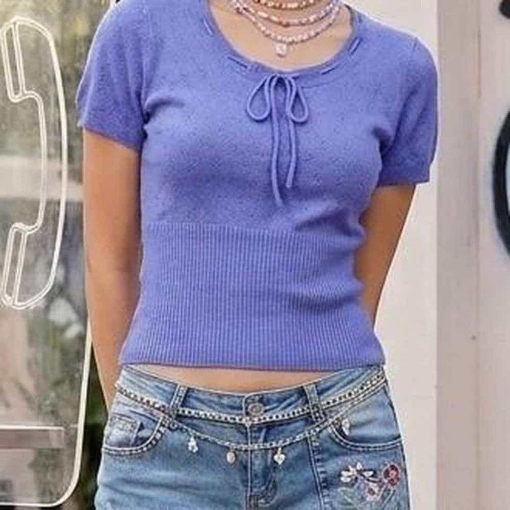 Frenchi purple Y2K knit blouse Small